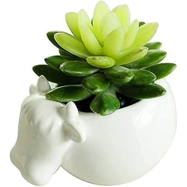Hvit Keramisk Blomsterpotte Søt Sukkulenter Planter Simple Design Kreativ Ku Stil Liten Potte for Planter
