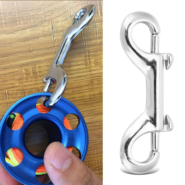 Sølv holdbart rustfrit stål dobbeltendet klipskrog Bolt Snap dykkerspænde (90 mm)