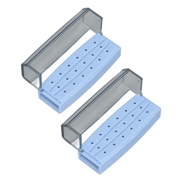 2 stk. Dental Bur Holder Box 18 Huller Bur Rengøring Autoklaverbar sag Organizer til tandlæge Laboratory Blue