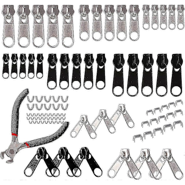 85 delar dragkedjereparationsset 3mm, 5mm, 8mm metall dragkedja ersättningskit