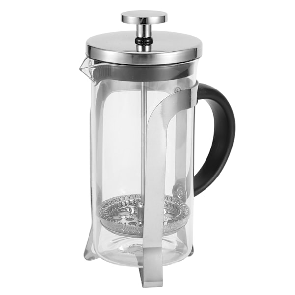 Kaffe- och tepress i glas med hög temperaturbeständighet, 350 ml, silver
