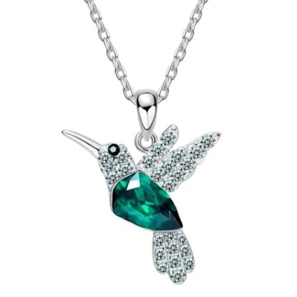 Hummingbird halskjede for kvinner Fasjonable bærbare rhinestone halskjede for fester Grønn