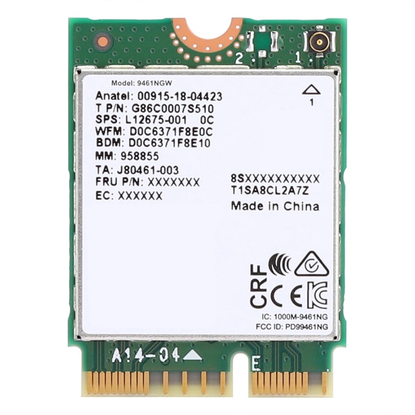 Trådløst nettverkskort for Intel 9461NGW M.2-grensesnitt 433 Mbps Støtte for Bluetooth 5.0