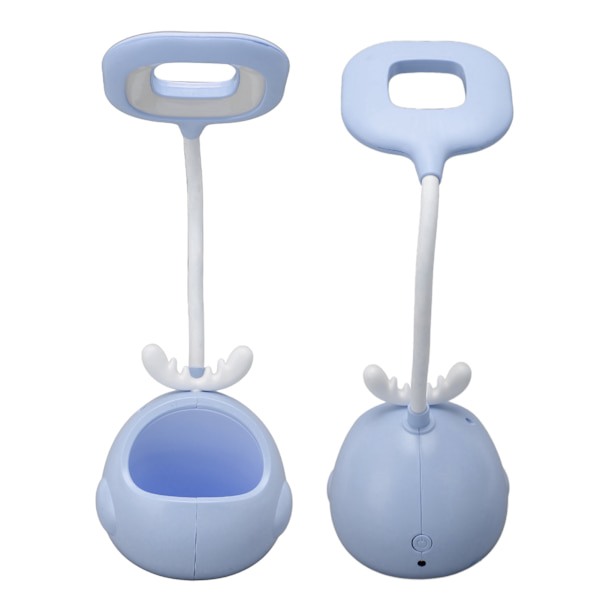LED-bordslampa Ögonskydd Skonsam enhetlig belysning Flexibel slang USB läsljus med pennhållare Blå