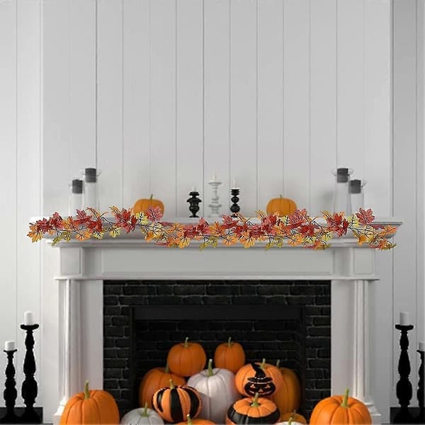 Halloween Lønnegirlander Thanksgiving Høst Kunstig Høstlønnegirlander Hengende Lønneranke 2 Stk