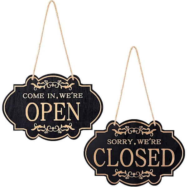 Double Sided Open and Closed Signs for Commercial Doors, Restaurants, Clubs, Cafes, and Hotels (30x20cm)