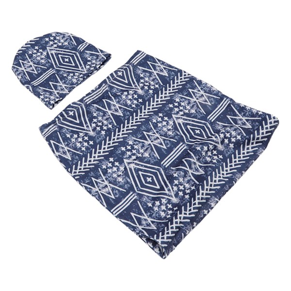 Mjuk elastisk anti-skräck baby swaddle filt hatt set nyfödd wrap baby hatt set för 0 till 3 månader baby marinblå ränder