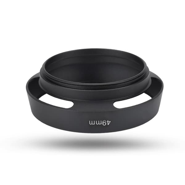Lett metallventilert kameralinsehette med tilbehør til hette (49 mm)