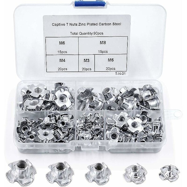 Hiiliteräksinen T- set - 90 kpl, M3/M4/M5/M6/M8, huonekalujen puuntyöstöön