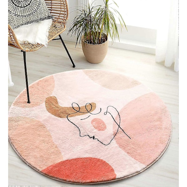 Söpö vaaleanpunainen pyöreä matto 40 cm makuuhuoneeseen olohuoneeseen moderni boho tekokuitu pehmeä pyöreä kylpyhuonematto Ru