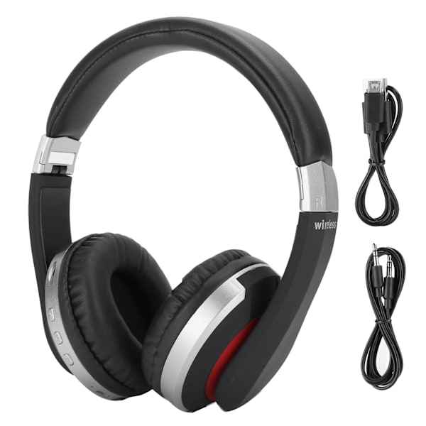 Foldbar Bluetooth-headset Trådløse over-ear stereo-headset med mikrofon Gaming-hodetelefon Sølv