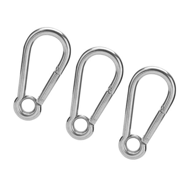 3 stk. Snap Hook Rustfritt Stål Fjær Karabinkroker med Ring Sikkerhetstau Tilbehør M9 (9mm)