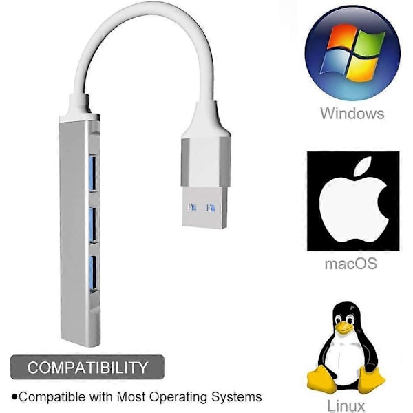 Aluminium Slim PS4 USB Hub Multi USB Port Expander til Laptop PC Computer Playstation