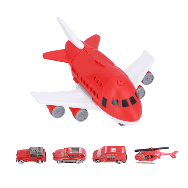 Flygplan Leksak Set DIY Montering Transportplan Lastmodell Leksak med Helikopter Billeksak Röd