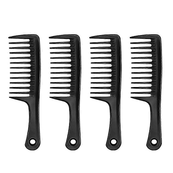 2025 Ny Utrasslingskam 4-pack Grovtandad Kam med Runt Handtag, Antistatisk Styling Hårkam Bred Hårkam