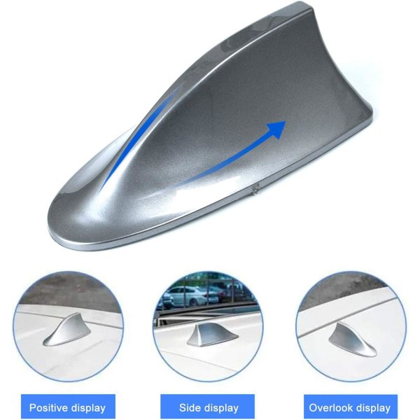 (Grå) Shark-antenne, Shark Fin-antenne, Universal Vanntett Selvklebende Shark Fin-form FM/AM-radiosignalmottaksantenne
