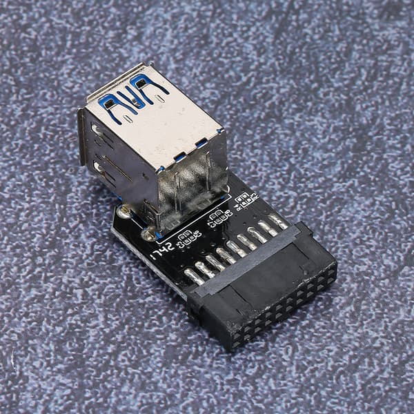 19PIN till 2-Port USB 3.0 Adapter Konverter Svart ABS Datortillbehör