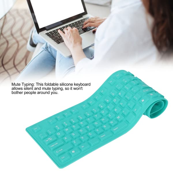 Foldbart silikone tastatur 108 taster silikone foldbart USB kablet vandtæt lydløs skrivning fuld forsegling foldbart tastatur grøn
