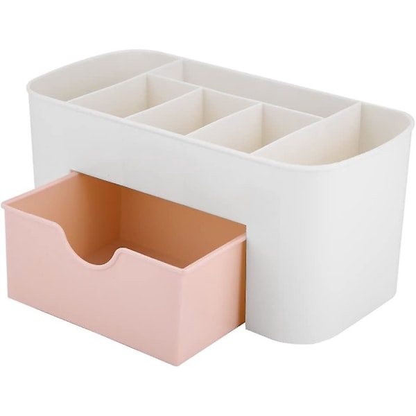 Kosmetik Organizer Kosmetik Opbevaring med 6 Under-Gitter og Skuffe Multifunktionel Opbevaringsboks (pink)