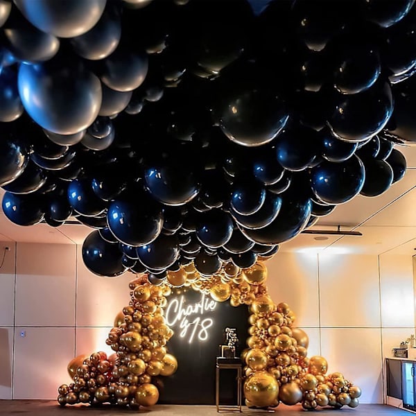 10 tuuman mustat helium-ilmapallot - 100 kappaleen pakkaus
