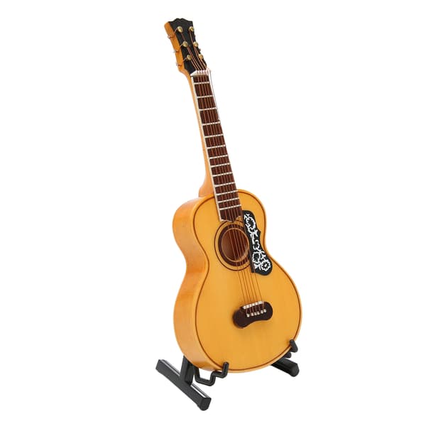 6.69in Miniatyr Gitarr Dekoration Hantverk Lindträ Mini Akustisk Gitarr med Ställ för Examensceremoni