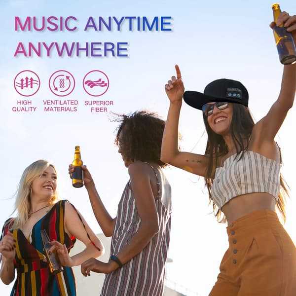 Wireless Bluetooth 5.0 Speaker Hat/Cap with (Built-in Microphone) Wireless Smart Speaker Hat/Cap for Outdoor and Indoor Sports mörkgrå