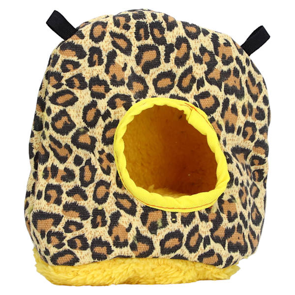 Lämmin linnunpönttö, pyöreä muoto, pehmeä plyysi, säästää tilaa, helppo puhdistaa, turvallinen papukaijatalo, leopardin printti