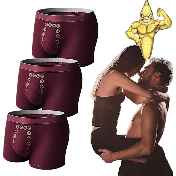 Energifältterapi Herrkalsonger Set (3st) L Mörk röd