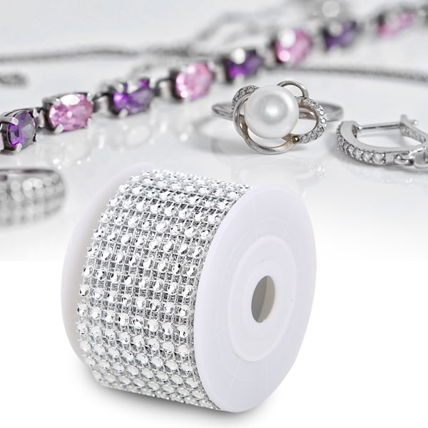 3PCS Rhinestone Mesh Roll Shiny Diamond Wrap Ribbon Trim DIY Hand Made DecorationSilver