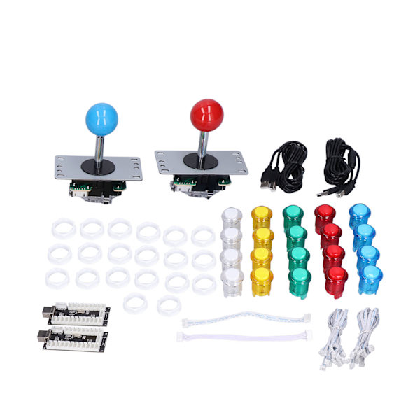 QM070906 Tvåspelarversion Arkadspel DIY-kit LED-knapp 8-vägs joystick för Windows Arkadspel