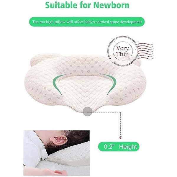 Baby Huvudformande Kudde, Nyfödd Barnkudde, Spädbarns Huvudstöd Sovkudde, 3D Memory Foam Huvud Nackkudde för Bilbarnstol Barnvagn