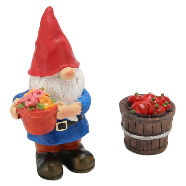 2 st trädgårdstomtar Lycka Till Välsignelser Håller Blomma Tomte Färgbeständig Tomtar Gräsmattsprydnader Tunnstaty för Bakgård