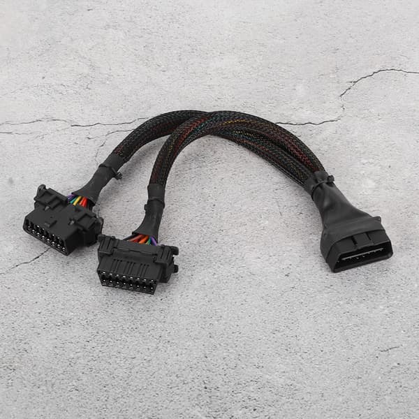 1 til 2 OBD-adapter Splitter Y-kabel Forlengelseskabel Bildiagnostisk skanneverktøy