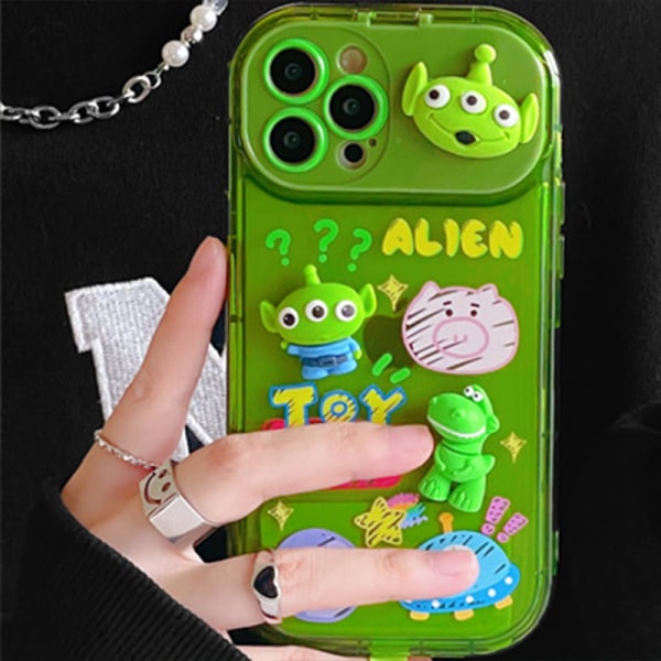 Phone case Silikon Mjukt Spegelställ Klart print Phone case med snöre för IOS Grön för IOS 12Pro
