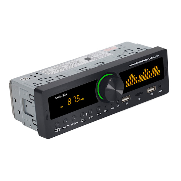Autostereo MP3-soitin 12V Bluetooth 5.0 AUX-tulo FM AM-radio Power pois Muistitoiminto Autostereo värikkäillä valoilla 80A