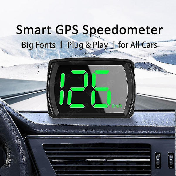 Nyeste GPS HUD Digital Speedometer - Plug and Play til alle biler - Stor skrift - KM/H MPH - Biltilbehør