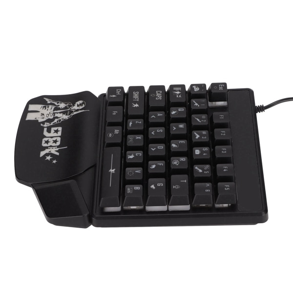 Enhånds gaming tastatur 35 taster Enkelt LED Glødende Ergonomisk Design Sort Mini Gaming Keyboard til ESports Game