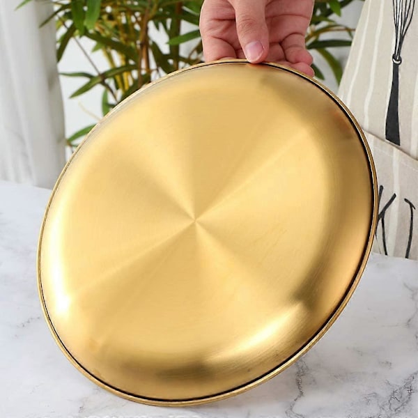 2-delt metallmiddagstallerken - rustfritt stål farge kraftig kjøkkenutstyr rund metall 5,5 tommers middagstallerken | oppvaskmaskinsikker | BPA-fri | for grilling