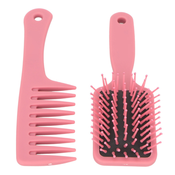 2 st hårkam borste set styling bärbar hårbotten massage torr våt paddel bred tand hårborste kam set rosa
