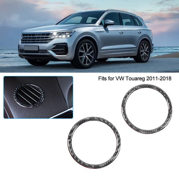Kolfiber Instrumentbräda Luftventil Utloppsskydd Trim Passar för VW Touareg 2011-2018 Vänsterstyrd