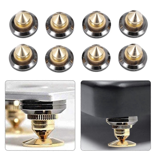 8 Sett Gullbelagte Høyttalerspikes, CD Audio Subwoofer Isolasjonsføtter