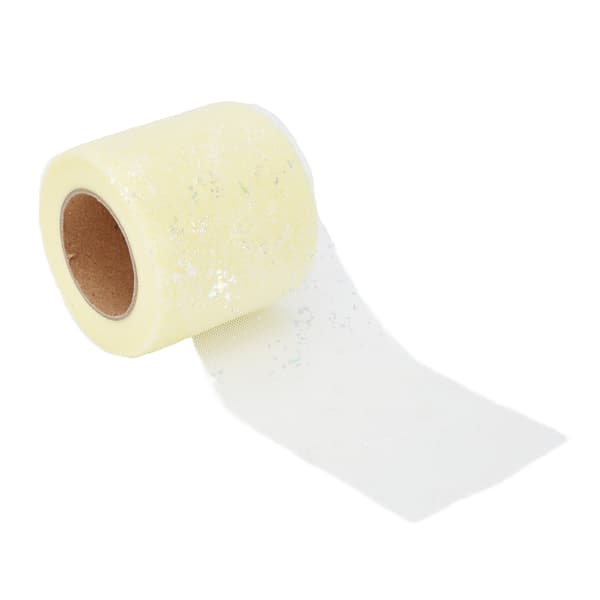 Tylltyg 25 Yards 6cm Polyestermaterial Lätt Bärbara Tyllrullar för Kläddekoration Ljusgul