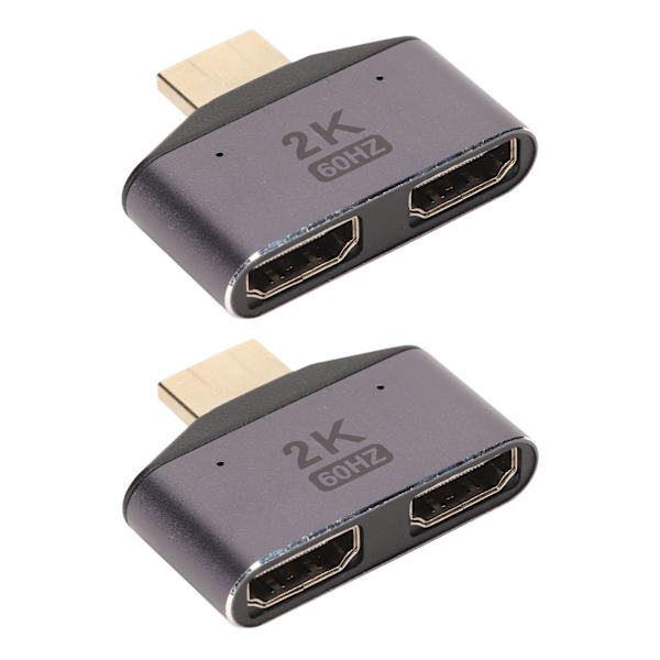 HD Multimedia Interface 1 til 2 Adapter Han til Dobbelt Hun 2K 60Hz Video Splitter med Indikatorlys 2 stk.
