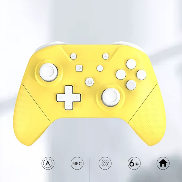 Bluetooth Gamepad NFC Somatosensory Dual Motor Vibration Trådløs Game Controller med 3D Joystick til Switch Citron Gul