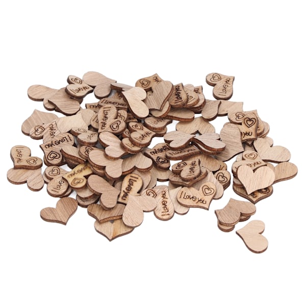 200 stk trehjerter 16x22mm Premium tre miljøvennlig giftfri bred applikasjon hjerteutskjæringer for DIY-gaver håndverk