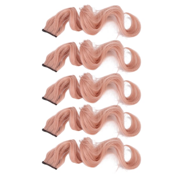 5 stk Hair Extension Highlights Hårstykke Kvinder Piger Moderigtigt langt krøllet farvet klip i hårstykke Grapefrugt Pink