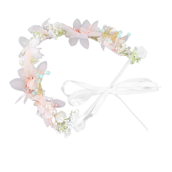 Bride Head Garland Handgjord utsökt huvudbonad Brudblommigt pannband för bröllopsfest
