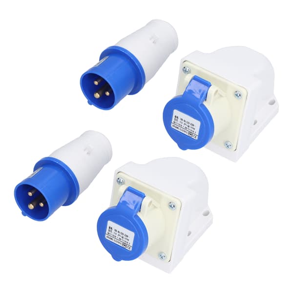 2 sæt industriel stikdåse 3-polet cirkulær strømstik tilbehør 220-250V 16A 2P+E