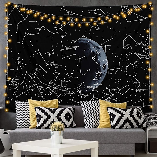 Dremisland Himmelsk Konstellation Galax Väggbonad Bohemisk Mandala Psykedelisk Svart Väggbonad (L/148CM x 200CM)