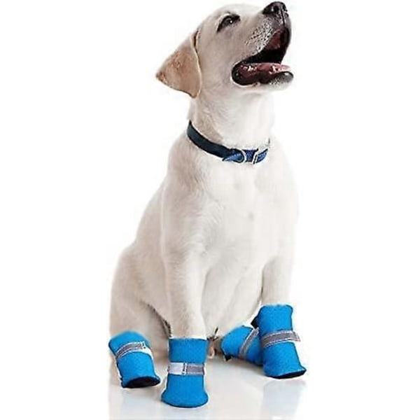 4 Stykker Sommer Potebeskyttere til Små og Mellemstore Hunde og Katte Sko Åndbare Skridsikre Mesh Hunde Sandaler med Justerbart Spænde Traction ControlS